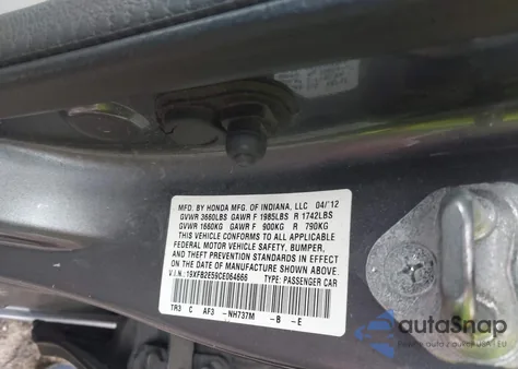 2012 Honda Civic Lx from USA, damaged, VIN 19XFB2E59CE064666